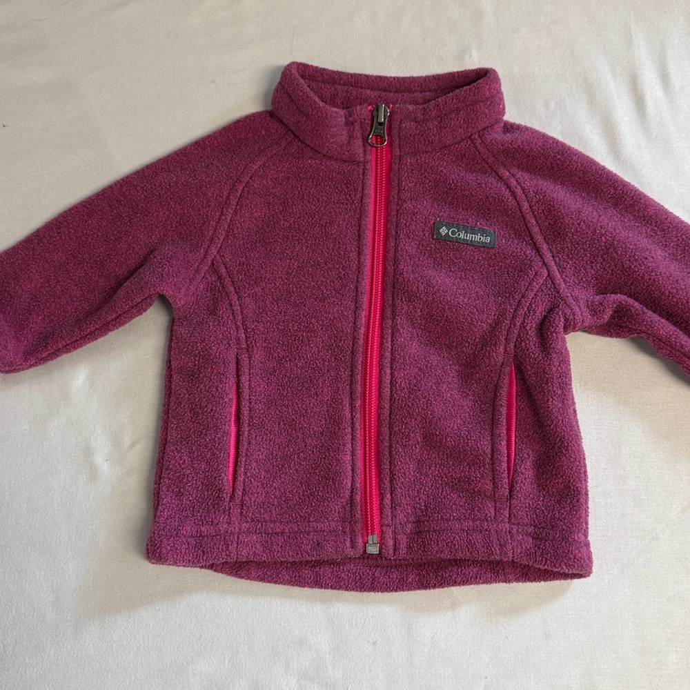 Columbia baby girl pink marle fleece jacket - 3-6 months